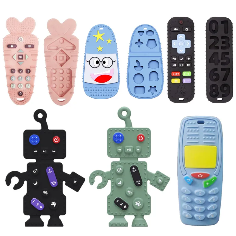 

BPA Free Silicone Baby Teether Robot Shape Silicone Beads Baby Chewing Teether Toys Newborn Gum Massage Pain Relief Teething Toy