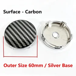 4 Pcs Universal Wheel Hub Center Caps - Dustproof Rim Covers in Varied Sizes (60 Silver Cap Carbon)