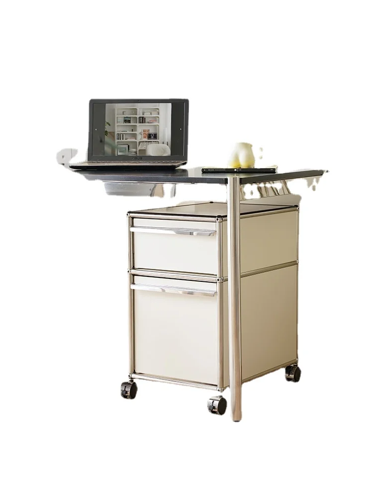

XL Office File Cabinet Stainless Steel Mobile Chest of Drawer Modern Simple Bedside Table