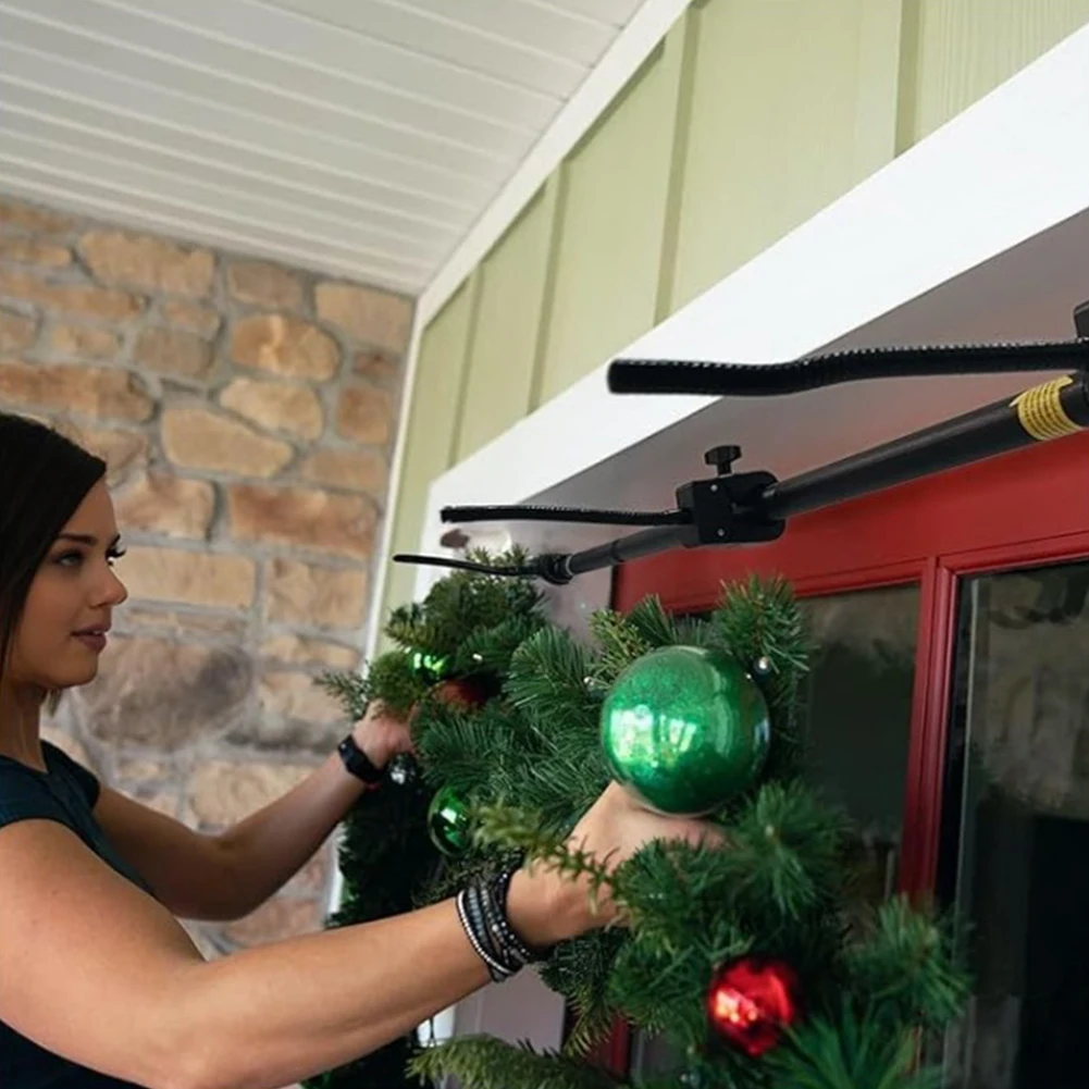 Christmas Decoration Telescopic Hangers Double Door Adjustable Long Hook Stand Front Door Garland String Lights Hook Accessories