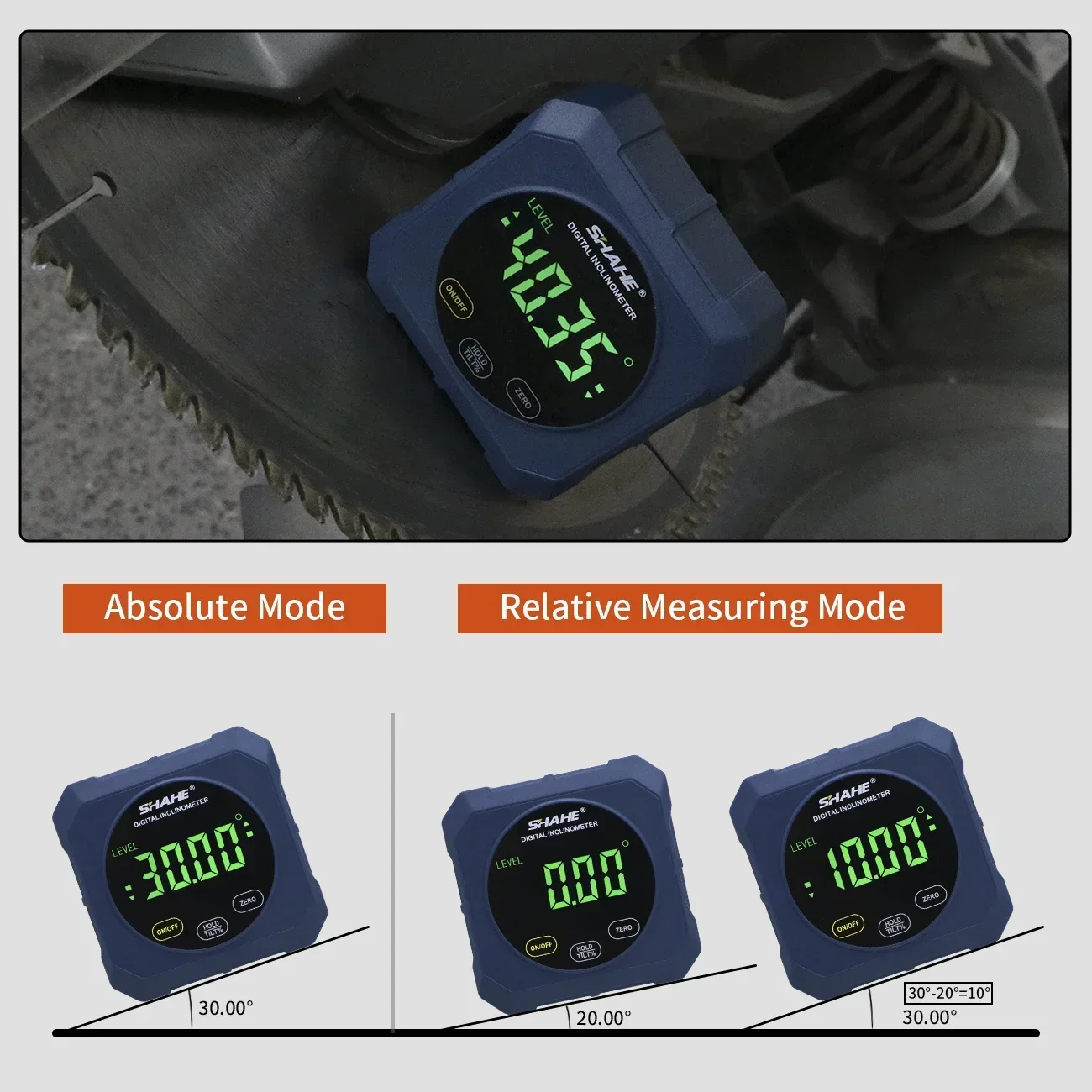 SHAHE Touch Control Protractor Inclinometer Digital Angle Finder Gauge Angle Electronic Level with Magnetic Base&Backlit Display 3
