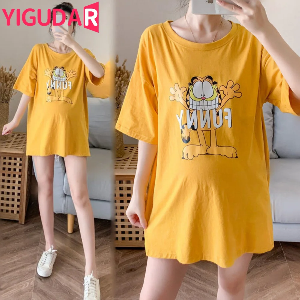 

Summer Funny Cartoon Print Maternity Pink Clothing Short Sleeve Pregnant T-Shirt Tops Women Hot Sale T-Shirts maternity clothes