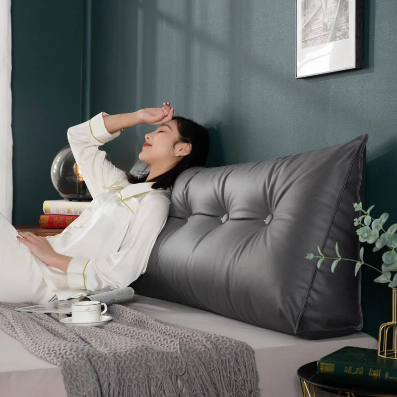 

Home Soft Large Modernity Pillow Backrest Cushion Long Suede Elastic Leather Textured Multifunction Luxury Decor For Bed Sofa