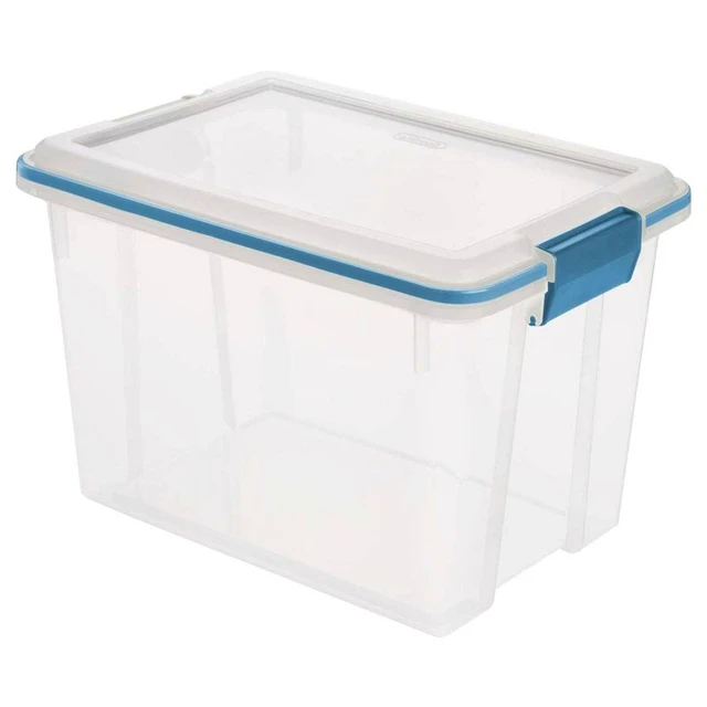 Sterilite 37 Qt Clear Plastic Home Storage Tote Bin with Secure