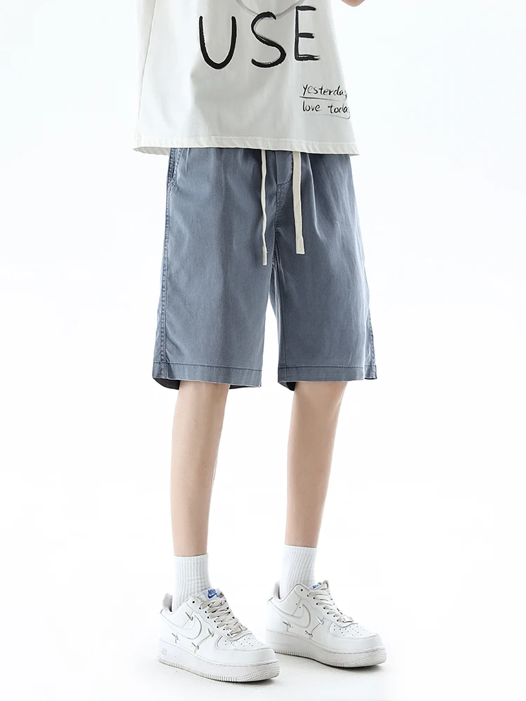 

Men's Jeans Ice Silk Shorts Summer Thin Fashion Straight Loose Men's Wide Leg Leisure Cropped Pants2024New
