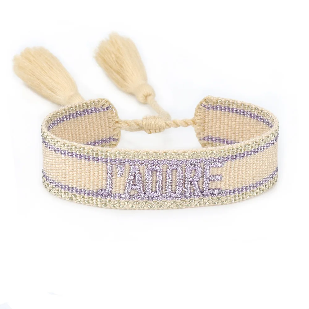 Christian Dior Woven Cotton J'Adior Friendship Bracelet Grey