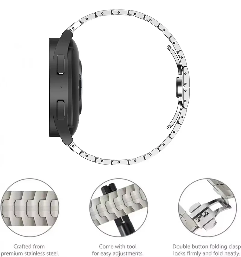 Stainless Steel Watch Band, 20mm - Premium Metal Strap