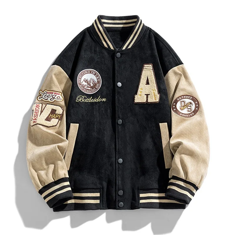 New Baseball Jacket Men Fashion Embroidered Jackets Coats High Street Outwear Man Bomber Jacket Hip Hop Clothing Top 2