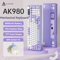 Teclado mecánico para juegos Ajazz AK980 con pantalla a Color 98 teclas RGB Bluetooth teclado inalámbrico Gamer 8000mAh para PC portátil