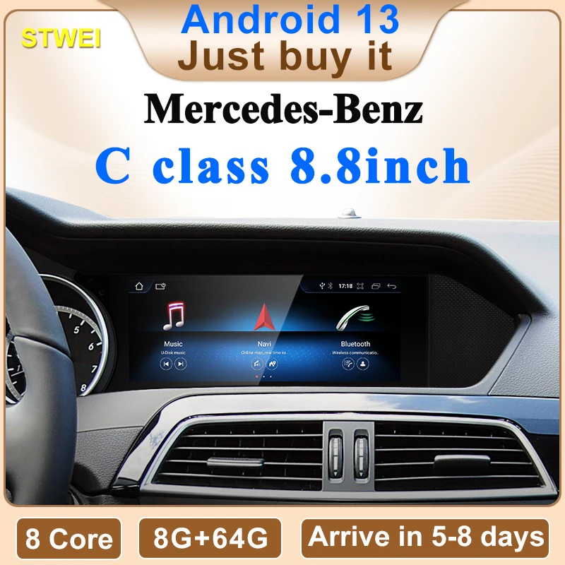 STWEI precio de fábrica 8,8 pulgadas Android AUTO reproductor Multimedia para coche para Mercedes Benz Clase C 11-15 W204 S204 sistema inteligente 1