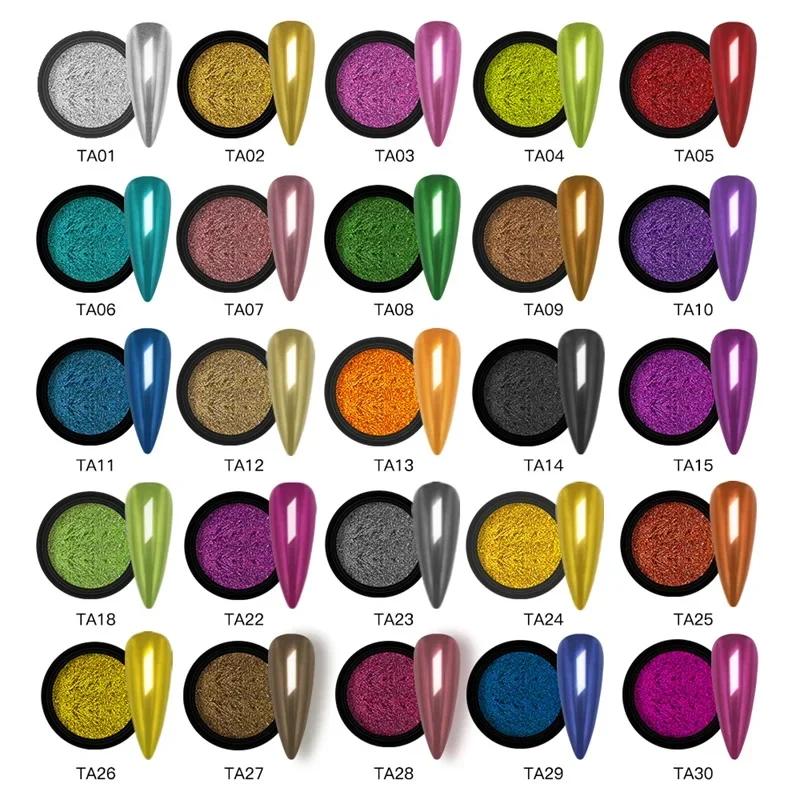 HNDO Chrome Powder Nails Rubbing Glitter Mirror Effect for Professional Manicure Design Nail Powder Nail Pigment Nail Glitter Nail Decoration Nail Decorations