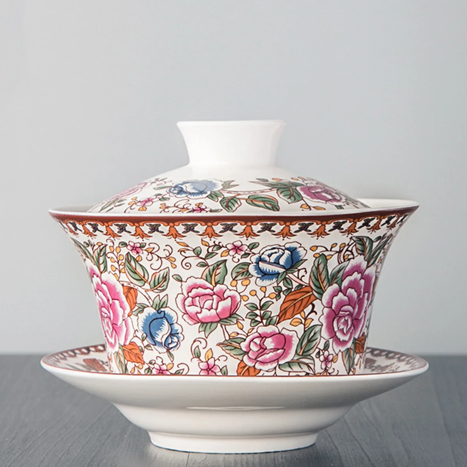 Ceramic Cups Vintage Chinese Style Tea Cup With Tray Lid Exquisite Glazed Color Blue And White Porcelain Patterned 300ml