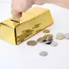 Golden Brick Piggy Bank Money Saving Pot Large Size Container Kids Storage Jar Plastic Material Home Decor Item 1