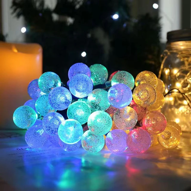 Guirlande lumineuse LED solaire clignotante et étanche, forme sphérique,  luminaire décoratif d'extérieur, idéal pour un jardin ou une fête de noël -  AliExpress