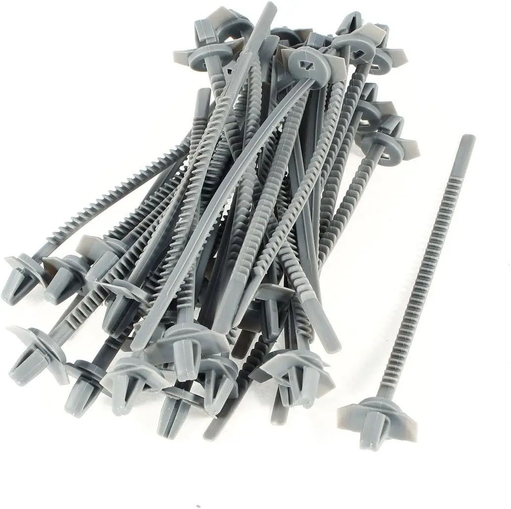 

Tcenofoxy Automotive Nylon Winged Push Mount Cable Zip Ties 113mm x 4.2mm 30 Pcs Gray