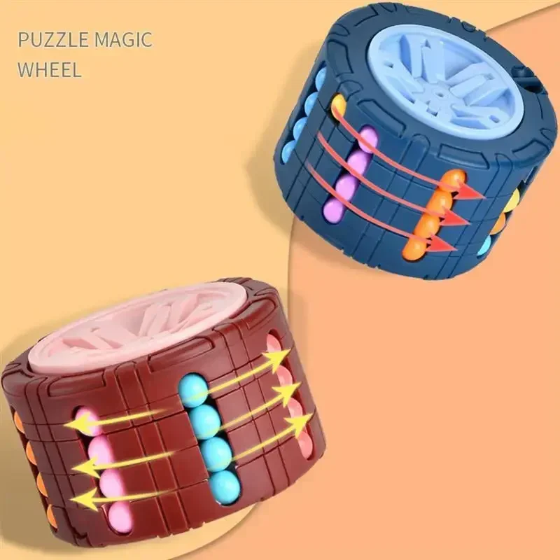 3D Cylinder Cube Toy Magical Bean Gyro Rotate Slide Puzzle Games Relieve Stress Children Educational Montessori Infant Toys Gift 5