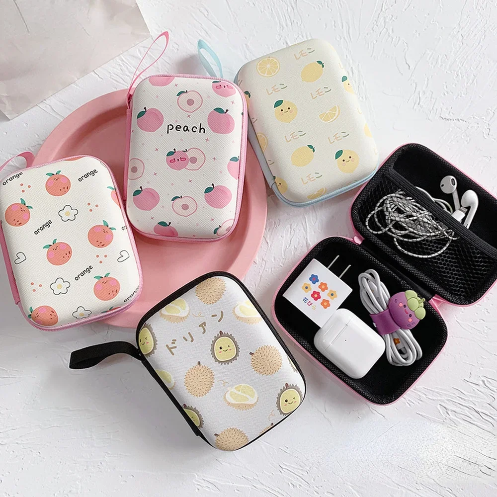 Summer Fruit Zipper Hard Headphone Holder Case For Airpods Redmi Airdots Case Storage Bag Box Earbuds Accessories Earphone Pouch