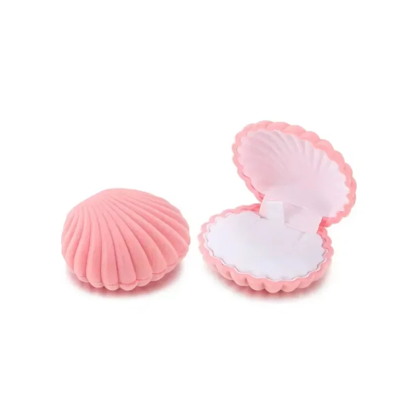 Creative Sweet Shell Shape Gift Box Holder Jewelry Box Velvet Wedding Engagement Ring Box For Earrings Necklace Bracelet Display