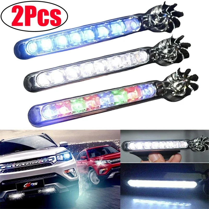 

1PCS Wind Powered Car DayTime Running Light 8LED Rotation Fan Daylight No Need External Power Auto Decorative Lamp DRL Headlight