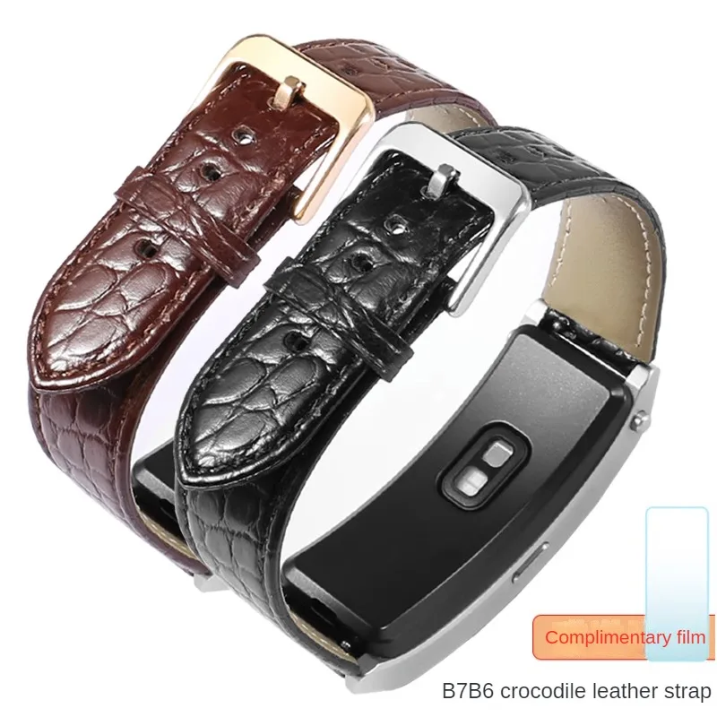 

Genuine Leather Watch Strap Substitute B7/B6 Smart Bracelet Series Convex Interface Crocodile Leather Watchband 16mm