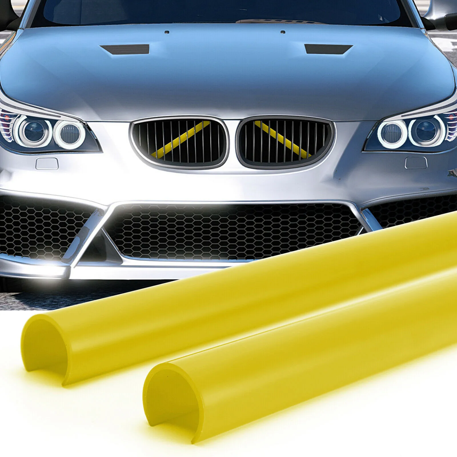 

1Pair Support Grill Bar V Brace Wrap For BMW E60 Yellow Grille Trim Strips High Temperature Resistance