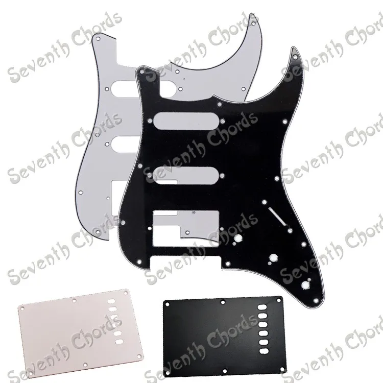 

3 Ply SSH 11 Hole Guitar Pickguard & 1 Ply 6 Hole Guitar Backplate Back Plate Cover For ST FD Electric Guitar - Black & White