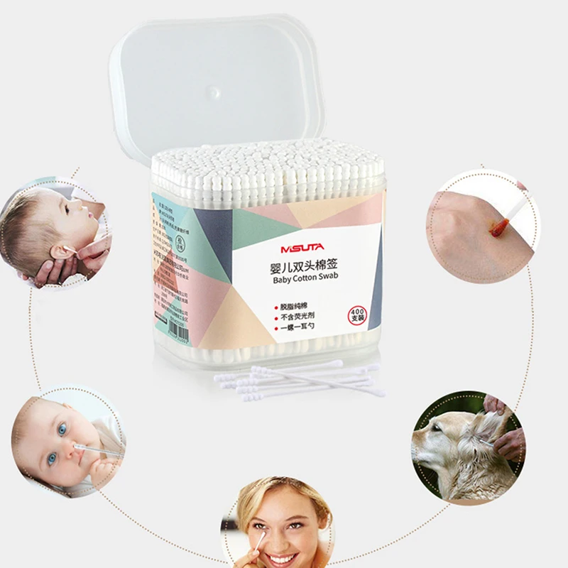 Cotton Swabs 400 Pcs Fine Paper Stick Double Screw Baby Safety Clean Ears Health Tampons