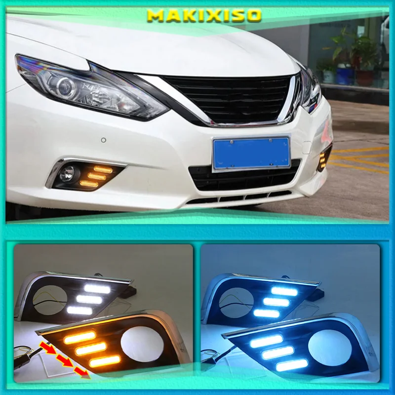 

LED Daytime Running Light Waterproof Car 12V LED DRL fog Lamp with Turn Signal style Relay For Nissan Altima Teana 2017 2018