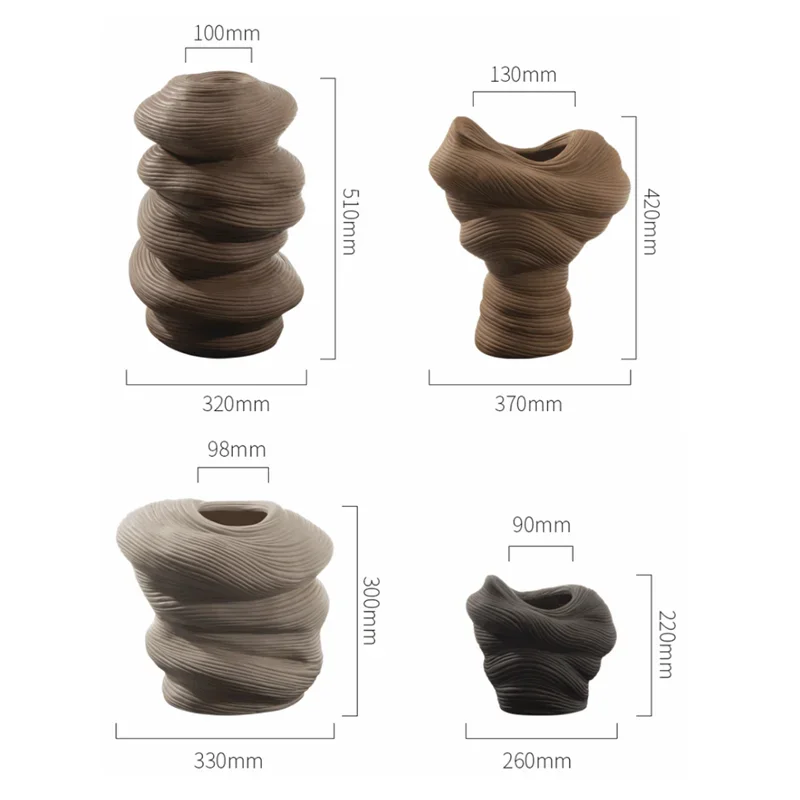 Ceramic Vase Stripe Winding Pattern Flower Vase Porcelain Crafts Flower Arrangement Accessories Home Furnishing Decoration 5