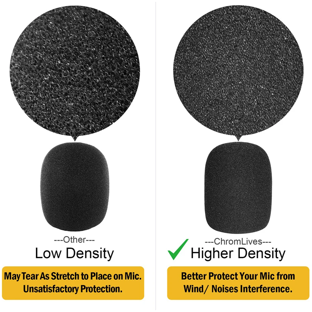 6pcs Microphone Cover High Density Mic Windscreen Sponge Foam for Most Standard Microphones