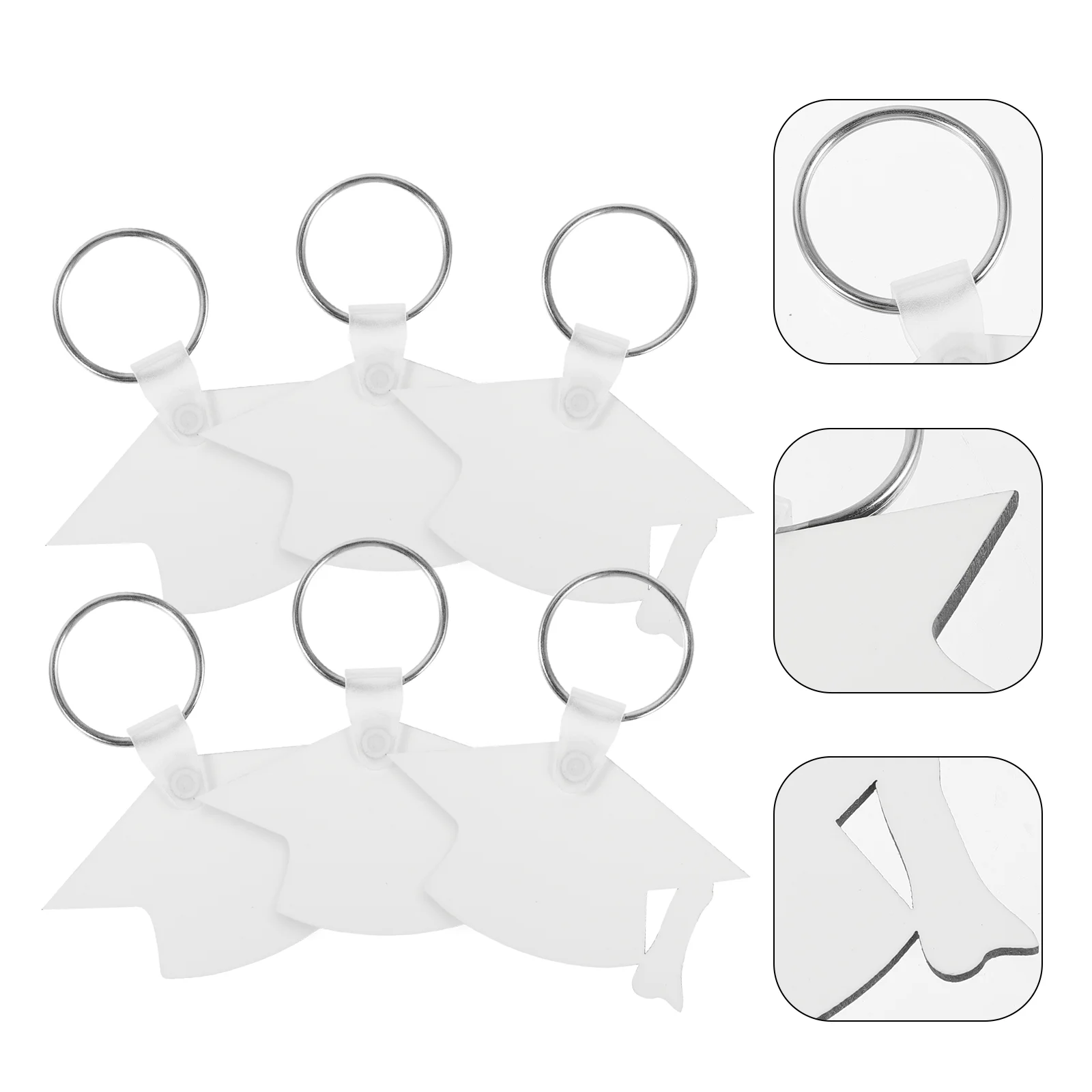 

6 Pcs Keychain 2023 Graduation Keys Sublimation Blank Crafts Ring DIY Ornament White Ornaments Lovers