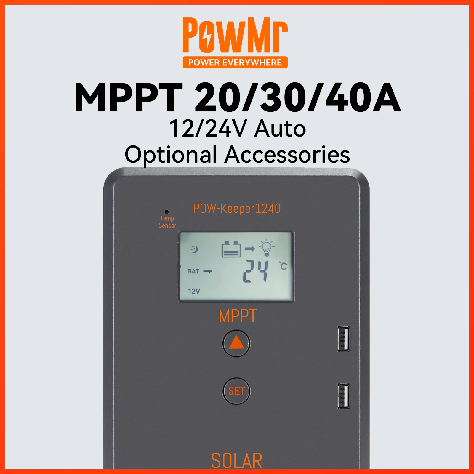 Powmr Mppt Regolatore Di Carica Solare 40A 30A 20A Per Sistema Di Batterie 12V 24V Regolatore Di Tensione Della Batteria Solare Con Doppia Ricarica Us
