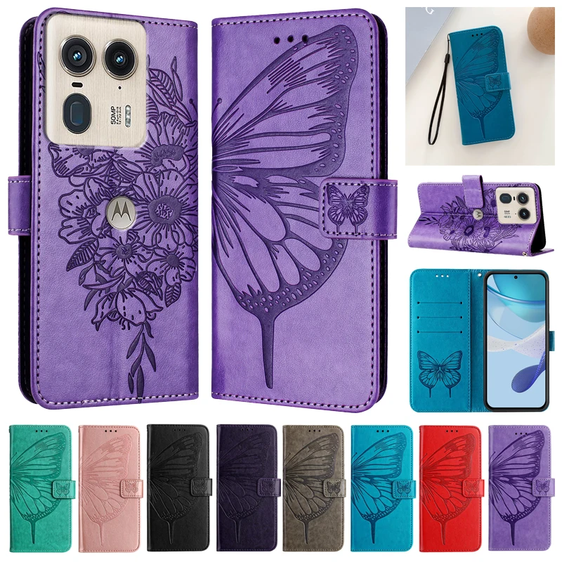 Butterfly Leather Flip Wallet Phone Case - Fashionable Design