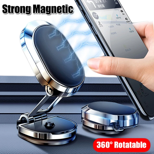 Support Voiture Magnétique pour Smartphone Aimant Noir Ventilateur  Universel 360 Rotatif