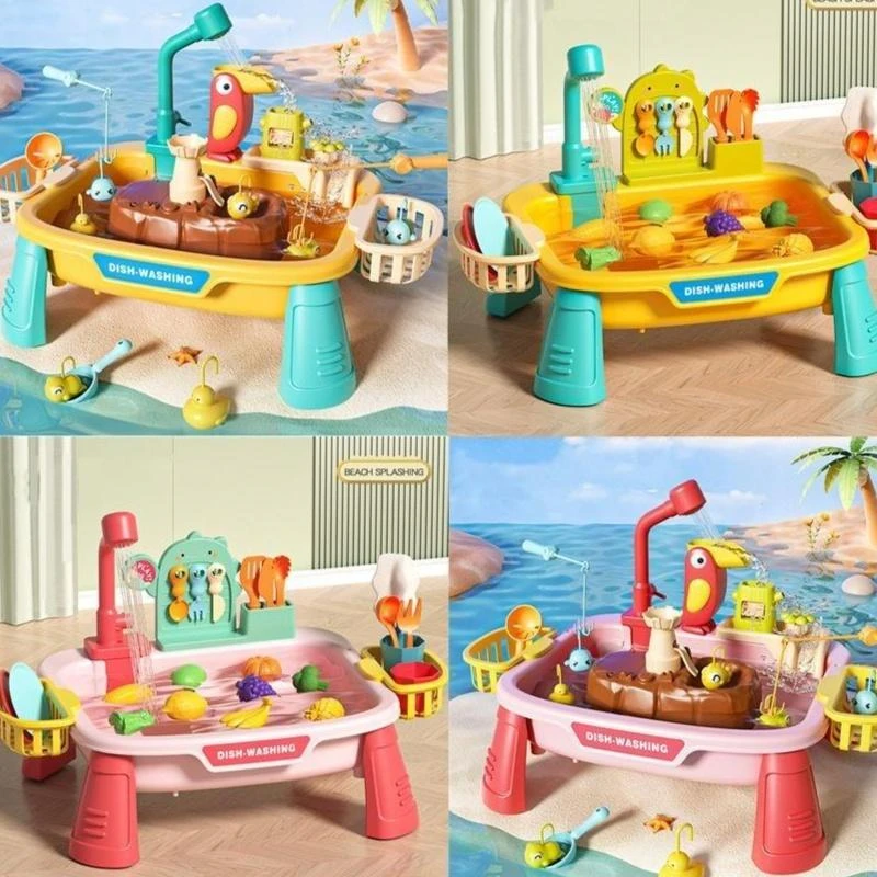 

Children'S Electric Circulation Out Of The Water Kitchen Tableware Set Dishwashing Basin Fishing Table Water Play Toys