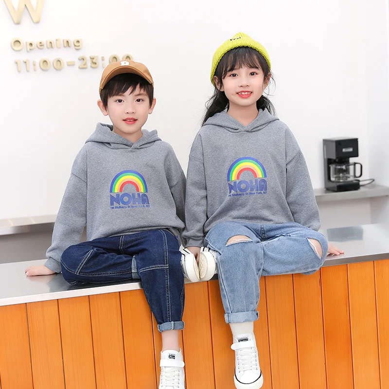 baby girl hooded top 2022 Spring Autumn New Children Clothes Boy Girls Hooded Plus Thin Fleece Fashion sweatshirt outwears for 3-12 years Kid children's anime hoodie