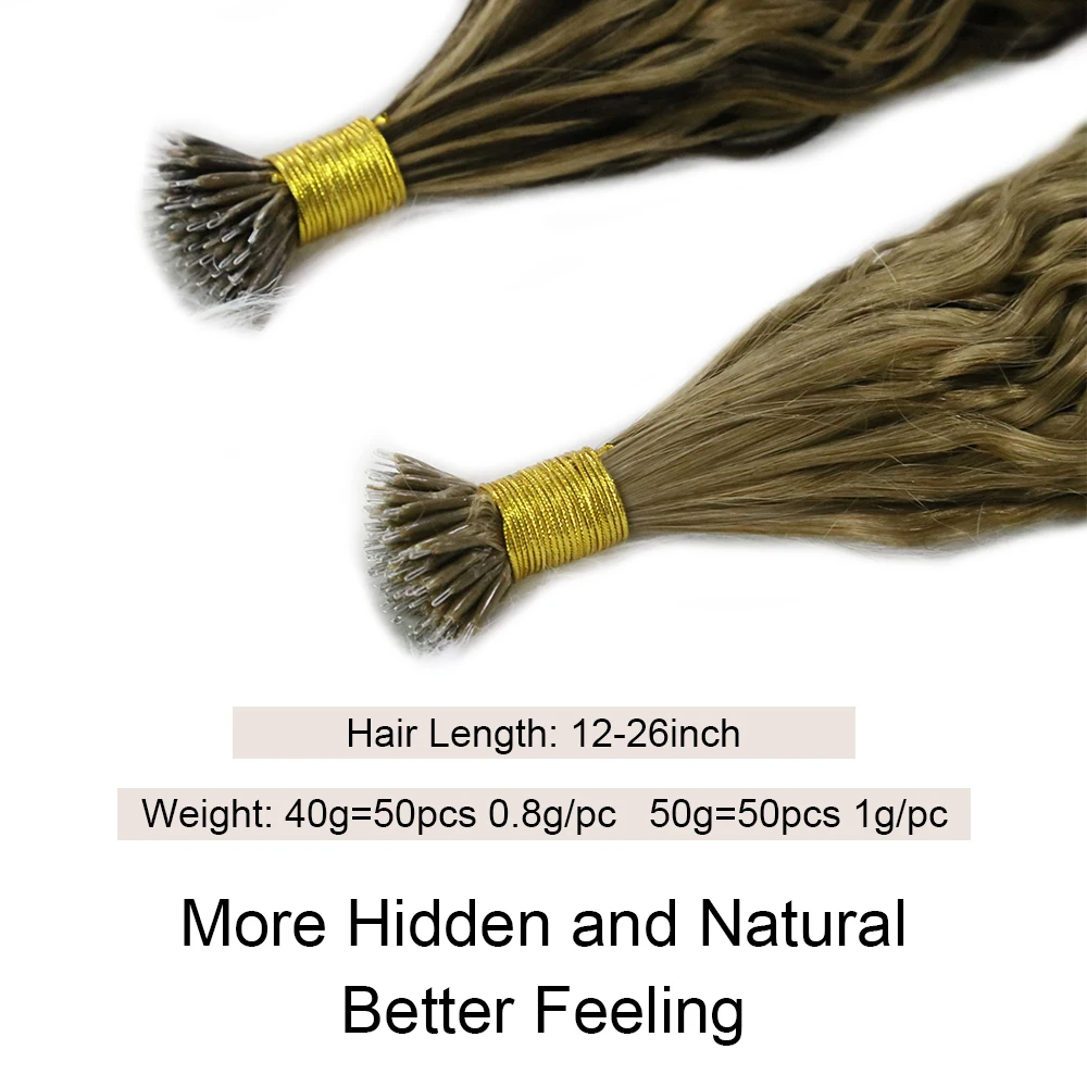 Natural Wave Nano Ring Human Hair Extension 40g 50g Keratin Capsule Micro Ring Hair Extensions Human Hair Natural Fusion Hair