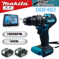 Makita DDF487 tournevis sans brosse tournevis électrique perceuse électrique sans fil et perceuse à percussion pour batterie Makita 18V 1
