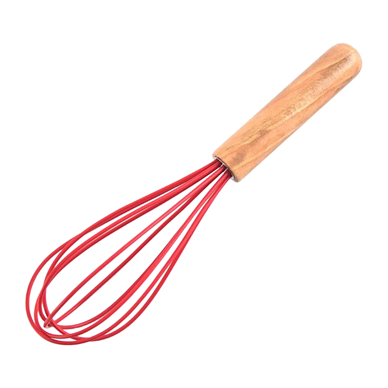 Silicone Wooden Handle Baking Egg Beater Manual Milk Beater