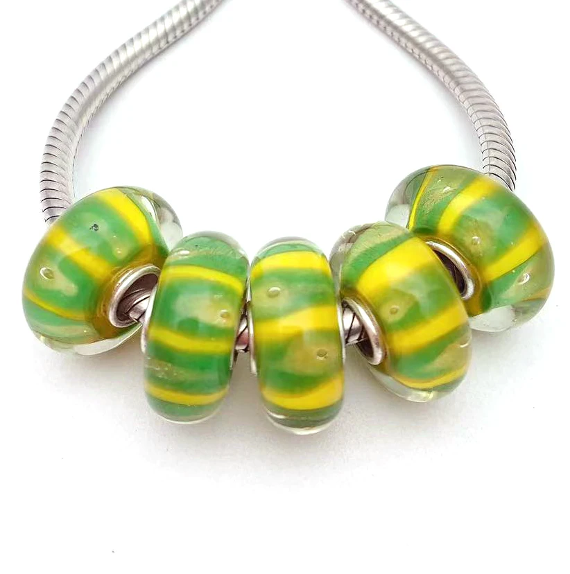 

YG931 5X 100% Authenticity S925 Sterling Silver Beads Murano Glassbeads NEW Fit European Charms Bracelet Diy Jewelry Lampwork