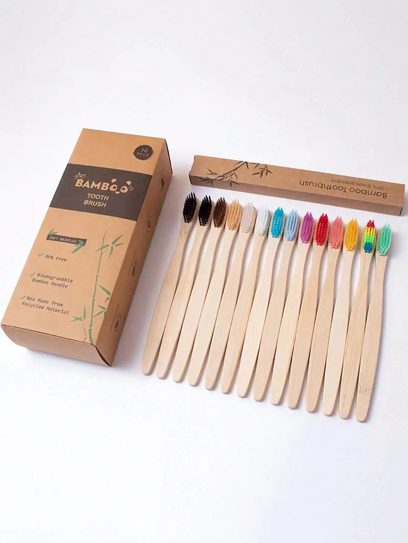 5 Green  Low-Carbon Bamboo Toothbrushes, Manual Bamboo Handle Toothbrush, Soft Hair Manual Toothbrush, Suitable For Daily  Care 2