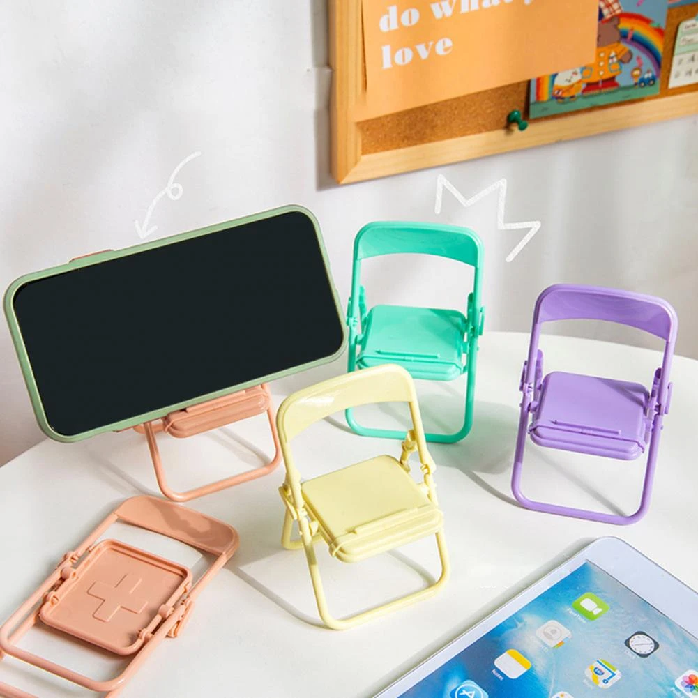 mobile phone holder Portable Mini Mobile Phone Stand Desktop Chair Stand 4 Color Adjustable Macaron Color Stand Foldable Shrink Decoration Decoratio best mobile holder for car