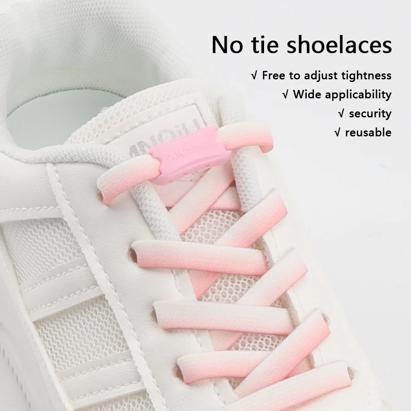 fashion white Matching colors Elastic shoelaces men and women 8MM wide  flat Quick shoelaces sneakers No tie Shoe laces
