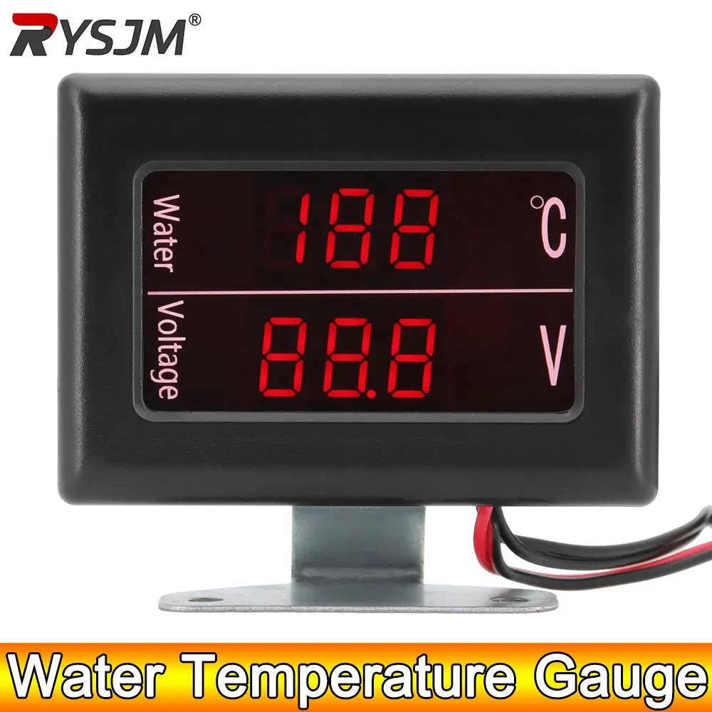 AD12V24VUniversalDigitalWaterTemperatureGaugeVoltageVoltmeterGaugeforCar+WaterTemperatureSensorHeadPlug10MM-AliExpress