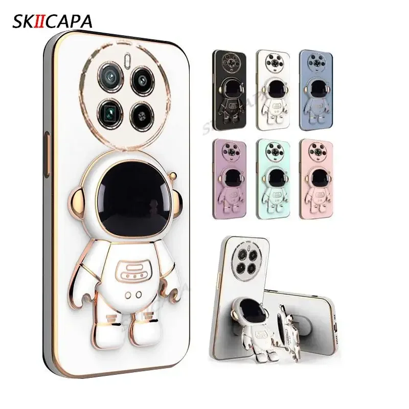 Enhanced Astronaut-Themed Plating Phone Holder Case - Soft Silicone TPU Stand Cover