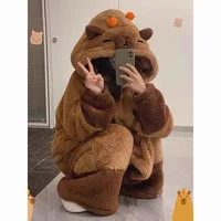 Winter Capybara Cosplay Costume Robes Adult Kigurumi Unicorn Onesie Anime Nightgown Halloween Cartoon Pajamas Sleepwear - Image 3