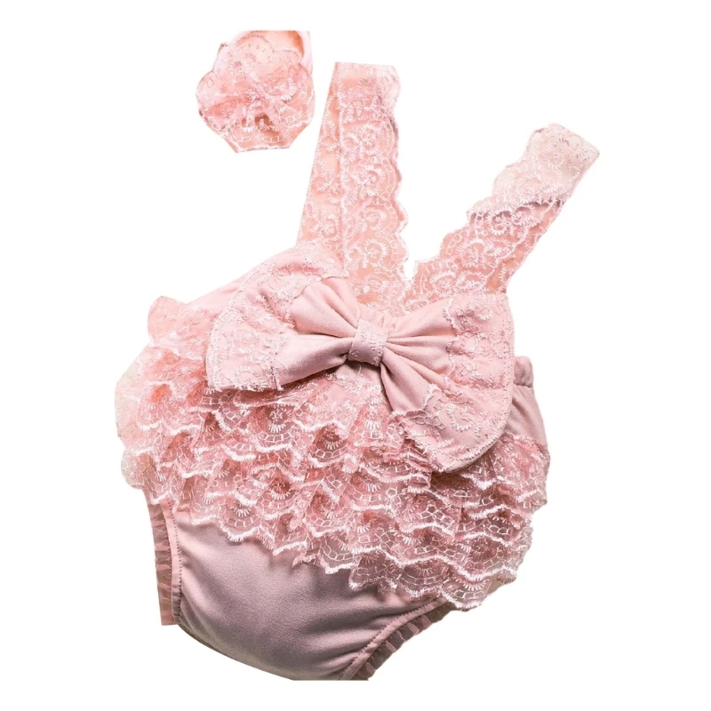 

Infant Photography Props Headband Lace Jumpsuits Costume Baby Photoshoot Suit Drop Shipping