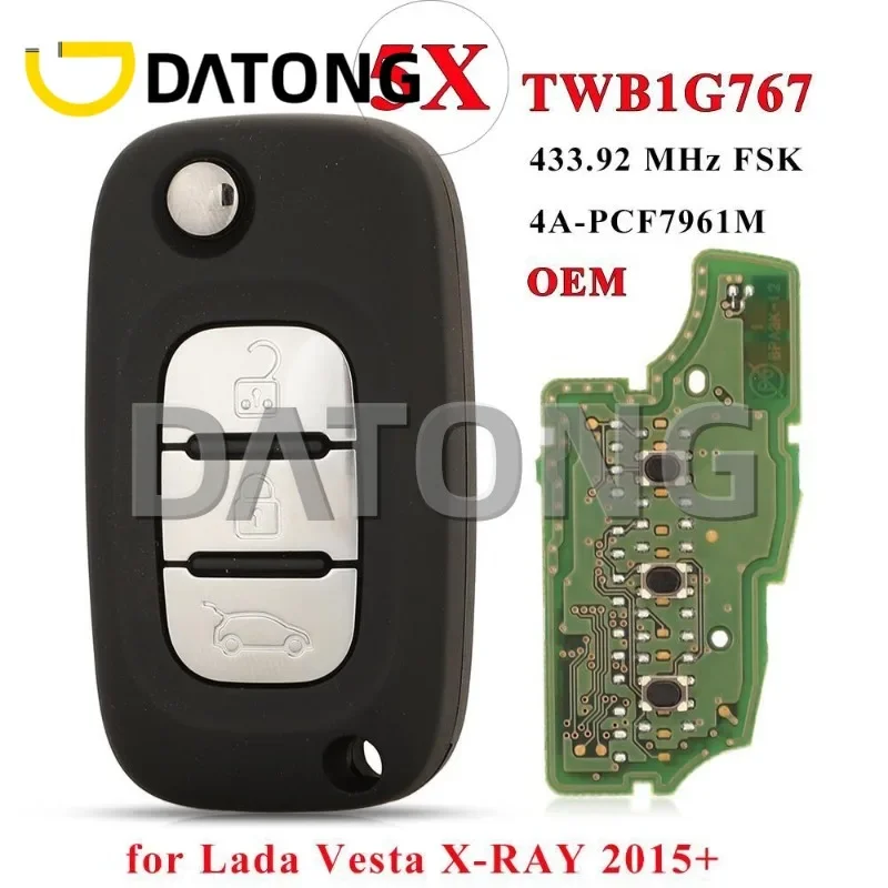 

CHANKey 5pcs Flip Remote Key 3Button 433MHz PCF7961M 4A For Lada Vesta X-RAY XRAY Granta Kalina Priora 2015-2019 TWB1G767 OEM