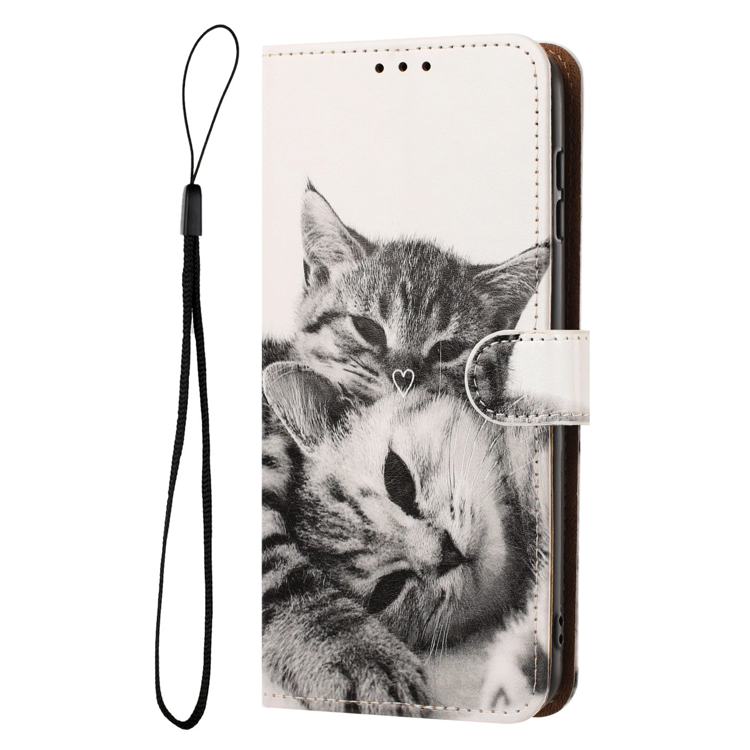 Cute Cat Leather Flip Back Cover - Stylish Phone Case