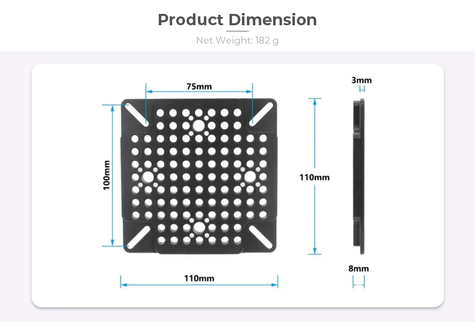 Camera Multipurpose Cheese Plate with 75 to 100mm VESA Mount With 1/4"-20 Access